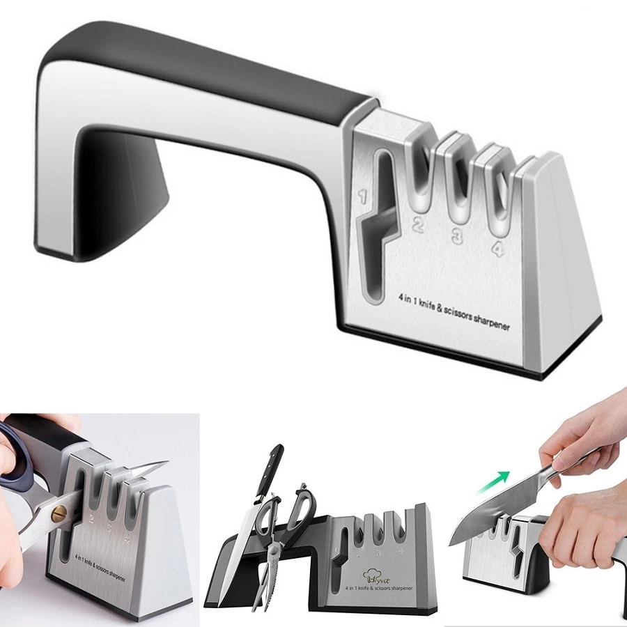 Dụng Cụ Mài Dao Mài Kéo Xịn Chất Liệu Inox Cao Cấp 4 in 1 Chính Hãng Gubix